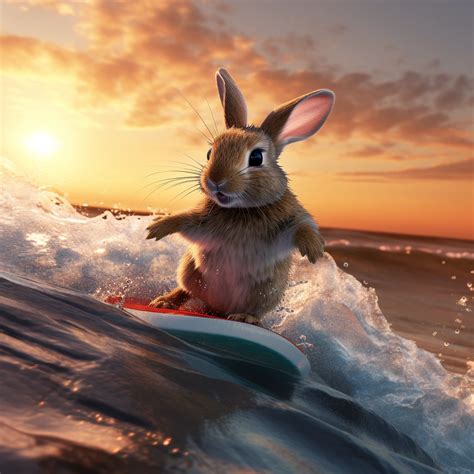 Midjourney Prompt Photorealistic 32k Baby Bunny Surfing Prompthero