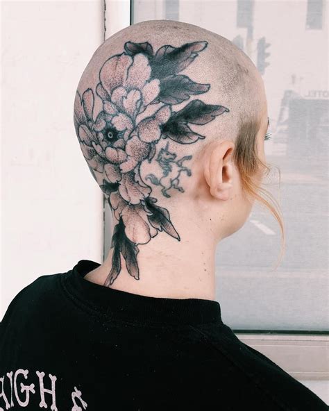 Bald Girl Shaved Head Headshave Head Tattoo Head Tattoos Girl Tattoos Bald Head Tattoo