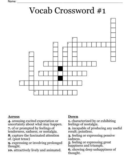 Vocab Crossword 1 Wordmint