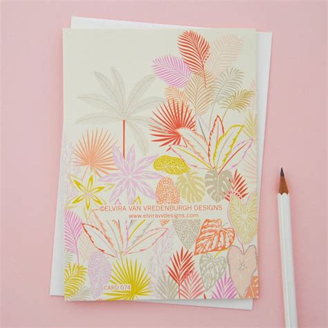 Greeting Card Tropical Botanics Pink Elvira Van Vredenburgh Nauli