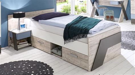 Liegefläche 90 x 200 cm als komfortgröße für jung und alt. Jugendbett NONA Bett Bettanlage mit Nachtkommode Sandeiche 90x200 cm