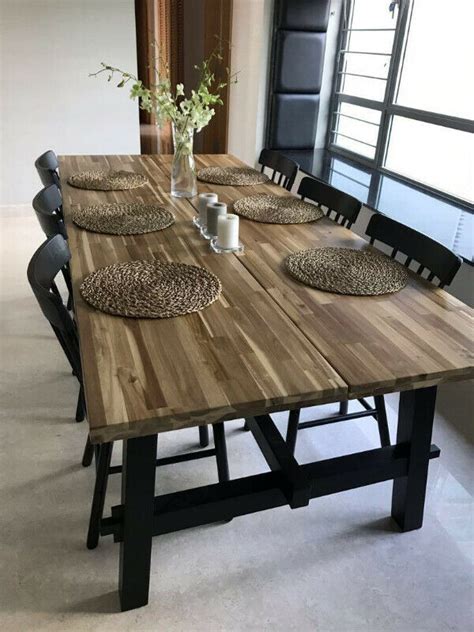 What could be cooler than this? Wood Dining Table, Exposed Wood, SKOGSTA | Dining Tables ...
