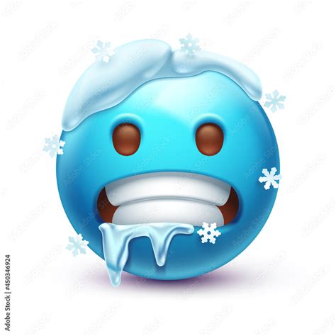 Cold Emoji Freezing Emoticon Icy Blue Face With Gritted Teeth