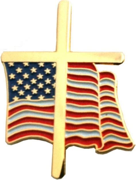 Lapel Pin American Flag Patriotic Cross Believer Gold Plated 34 X 1