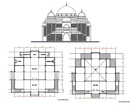 Mosque Plan And Front Elevation Design Dwg File Cadbull My XXX Hot Girl