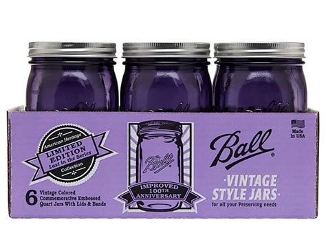 Purple Set Of 6 Heritage Collection Wide Mouth Quart Jars By Ball® At