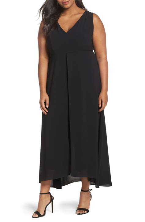 adrianna papell v neck chiffon overlay jumpsuit plus size nordstrom