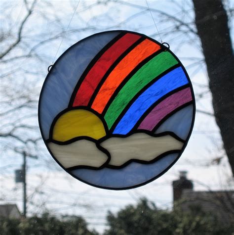 Rainbow Stained Glass Suncatcher Etsy