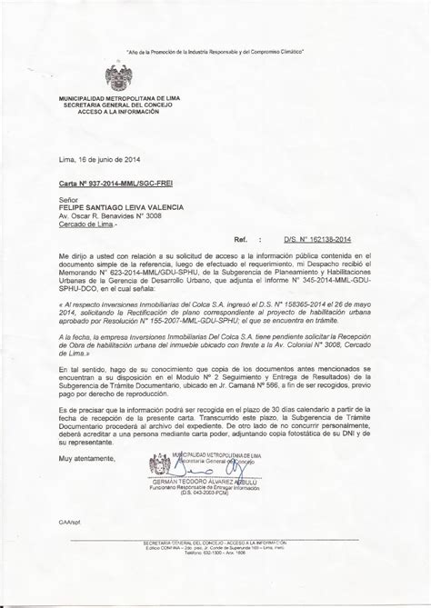 Carta Notarial 16 06 2014 Respuesta De La Mml By Asociación De