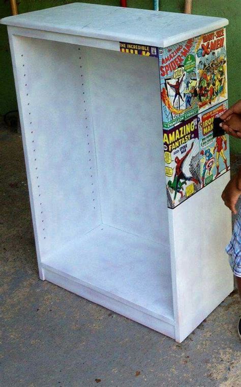 Super Glue Comic Book Covers To Old Book Shelfcute Idea For Boys Room