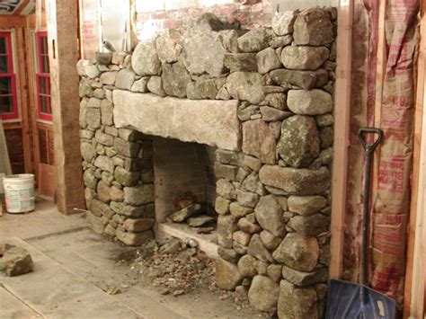 Fieldstone Fireplace With Granite Lintel And Hearth Fieldstone Fireplace Contemporary Farmhouse
