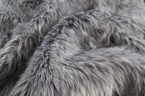 Dark Grey Fox Imitation Faux Fur Fabric By The Meter