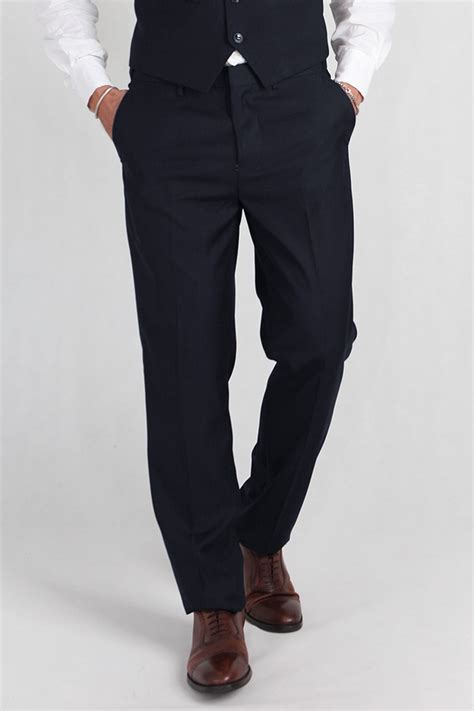 Mens Slim Fit Trousers In Navy Parsealed