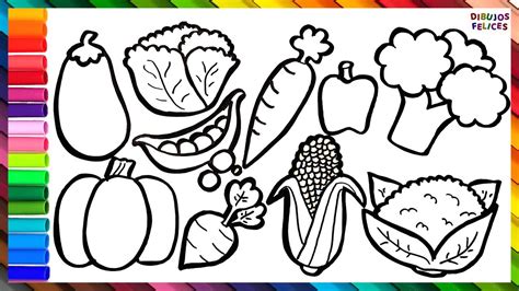 Cómo Dibujar Y Colorear 10 Vegetales 🍆🍅🥔🥕 Dibujos Para Niños Youtube