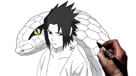 How To Draw Sasuke Snake Step By Step Naruto Youtube