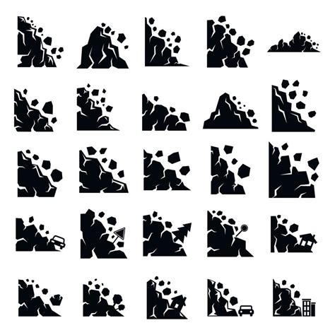 Landslide Icons Set Simple Style 8843245 Vector Art At Vecteezy