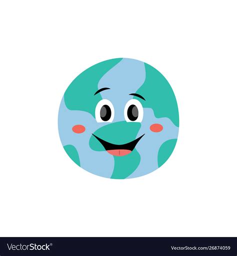 Smiling Cartoon Earth Isolated On White Background