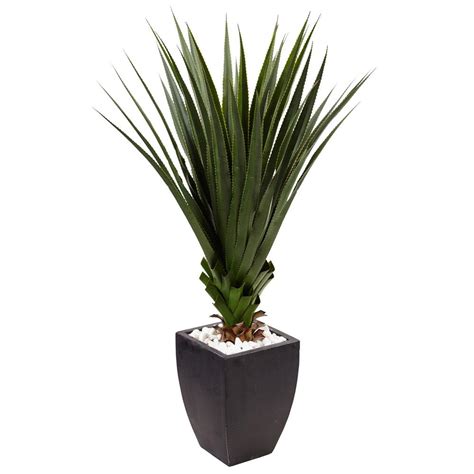 Nearly Natural Indooroutdoor Spiked Agave Artificial Plant In Black