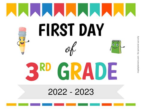 Printable First Day Of School Sign 3rd Grade