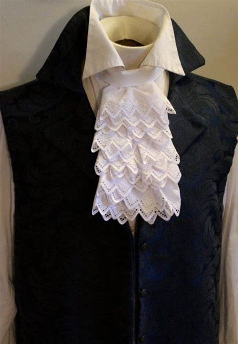 Cotton White Jabot Embroidered Triangle Lace Ascot Cravat Etsy
