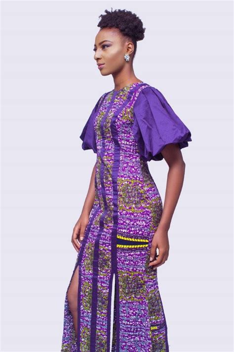 African Print Long Dress With Puff Sleeves Ankara Etsy