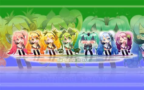 Rainbow Miku Miku Vocaloid Anime Shows Rainbow Rain Bow Rainbows