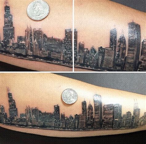 20 Chicago Skyline Tattoo Designs For Men Urban Center Ink