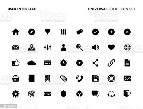 User Interface Universal Solid Icon Set Icons Are Suitable For Web Page