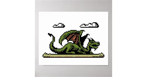 Dragon Platform 8 Bit Pixel Art Poster Zazzle