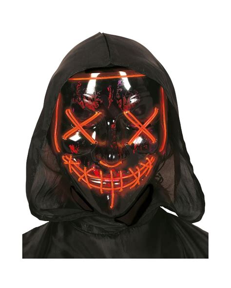 Leuchtende Led Guy Fawkes Maske Schwarz Halloween Horror