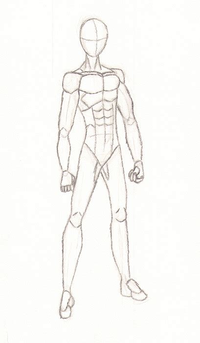 Now draw the additional lines to shape the body. Anime male body sketch by Sierrya on DeviantArt