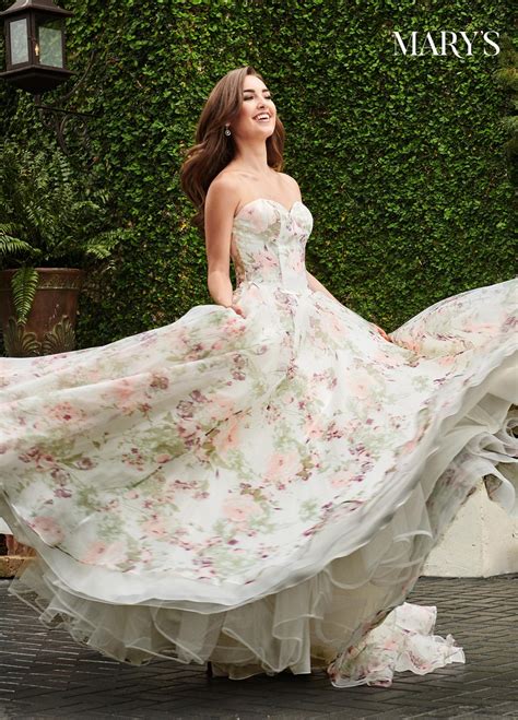 Marys Bridal Mb3071 Floral Print Wedding Gown In 2021 Bridal Dresses