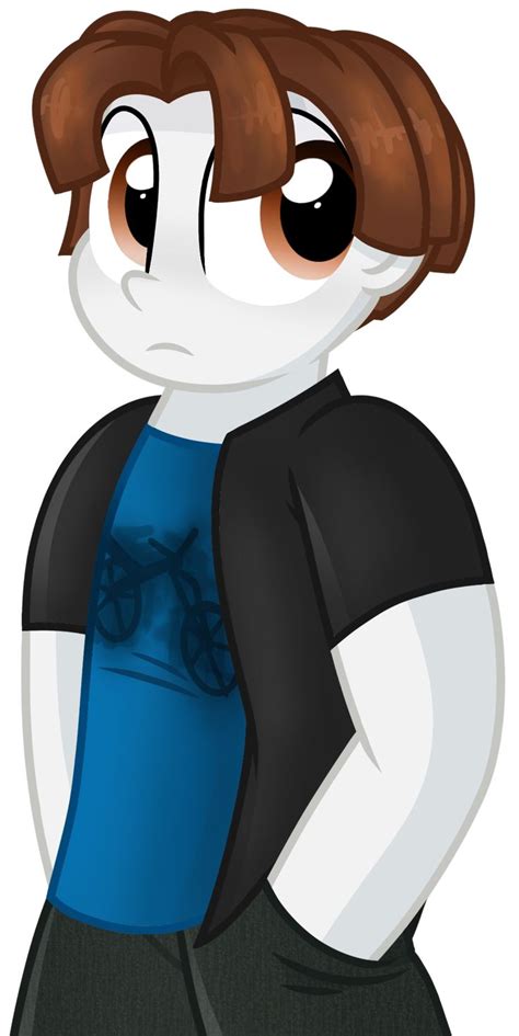 A Cartoon Character With Brown Hair Wearing A Blue Shirt And Black