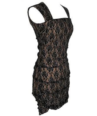 Metallic Lace Fitted Bodycon Dress In Black Nude Lily Boutique