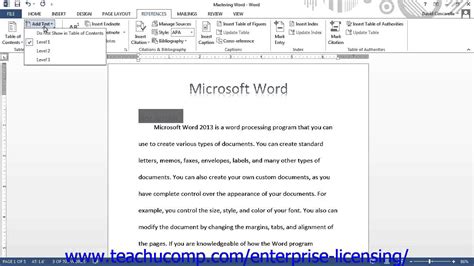 Microsoft Office Word 2013 Tutorial Creating A Table Of Contents 191