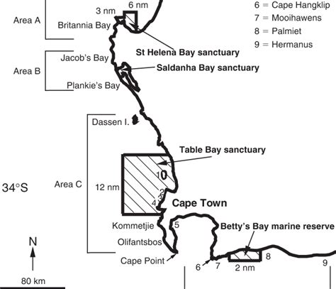 Map Showing Locations Of The Rock Lobster Sanctuaries And The Bettys