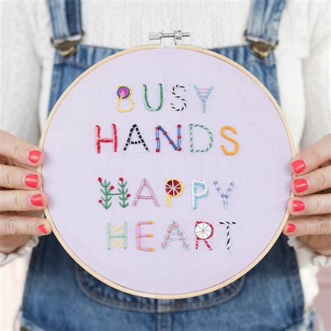 Busy Hands Happy Heart Embroidery Hoop Kit By Cotton Clara