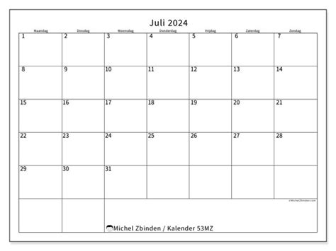Kalender Juli 2024 53mz Michel Zbinden Be