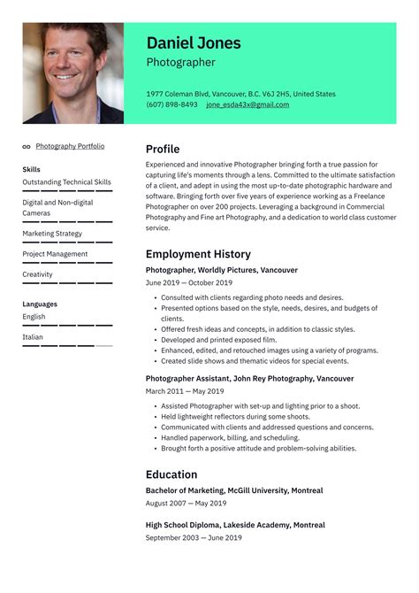 Photographer Resume Examples And Writing Tips 2024 ·