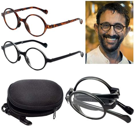 unisex round foldable reading glasses folded hanging 1 50 compact carrying case