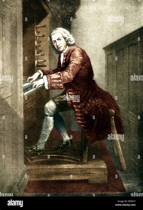 Johann Sebastian Bach At The Organ Keyboard German Organist And