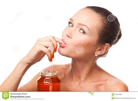 Woman Eating Honey Royalty Free Stock Image Image 15915666