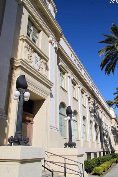 Facade And Lamp Standards Of Riverside County Court House Riverside Ca