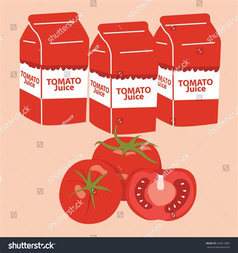 Tomato Juice Carton Box Vector Illustration Stock Vector Royalty Free