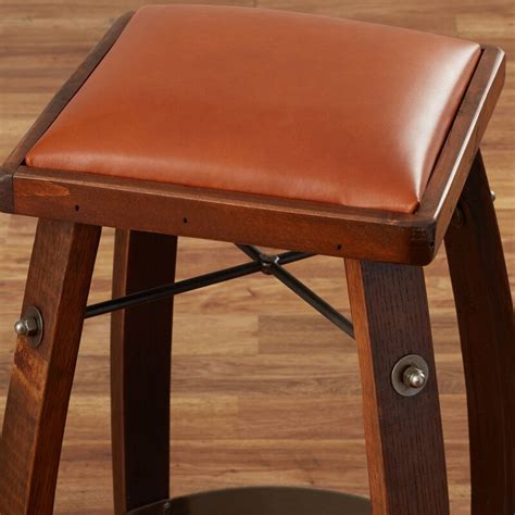 Reclaime Wine Barrel 24 Stave Stool W Tan Leather Seat 2 Day Designs