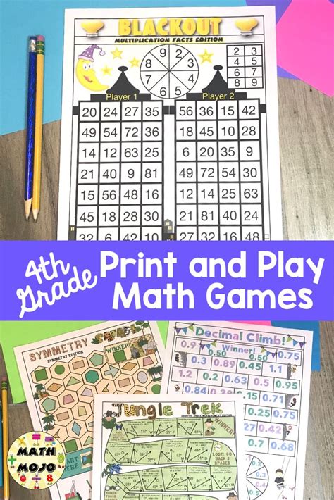 4th Grade Math Games 4th Grade No Prep Math Centers Bundle 4th Grade