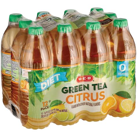 H E B Diet Citrus Green Tea 12 Pk Bottles Shop Tea At H E B