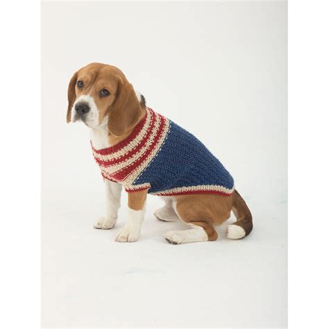 The Patriot Dog Sweater In Lion Brand Heartland L32376 Knitting