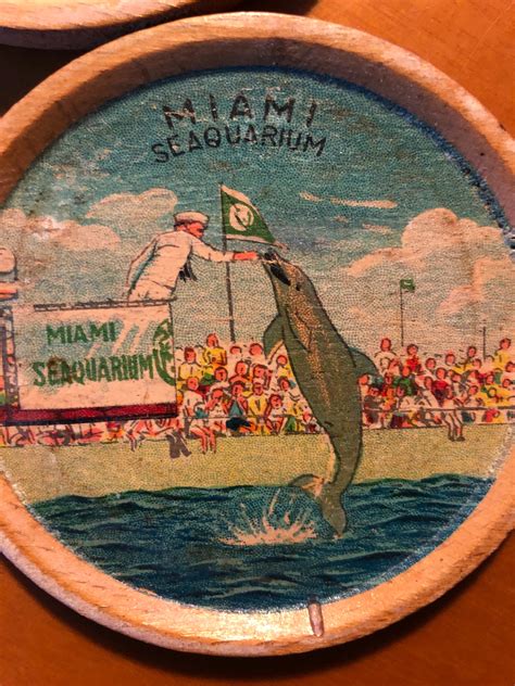 Six Vintage 1950s Miami Beach Themed Wooden Coasters With Rack Etsy
