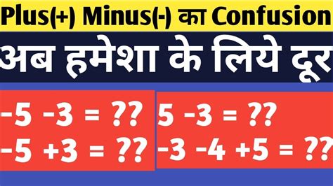 Basic Maths Rule Of Plus Minus Adding And Subtracting Integers Youtube